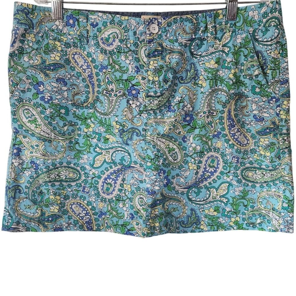 G.H. Bass Floral Teal Paisley Mini Skirt Size 12